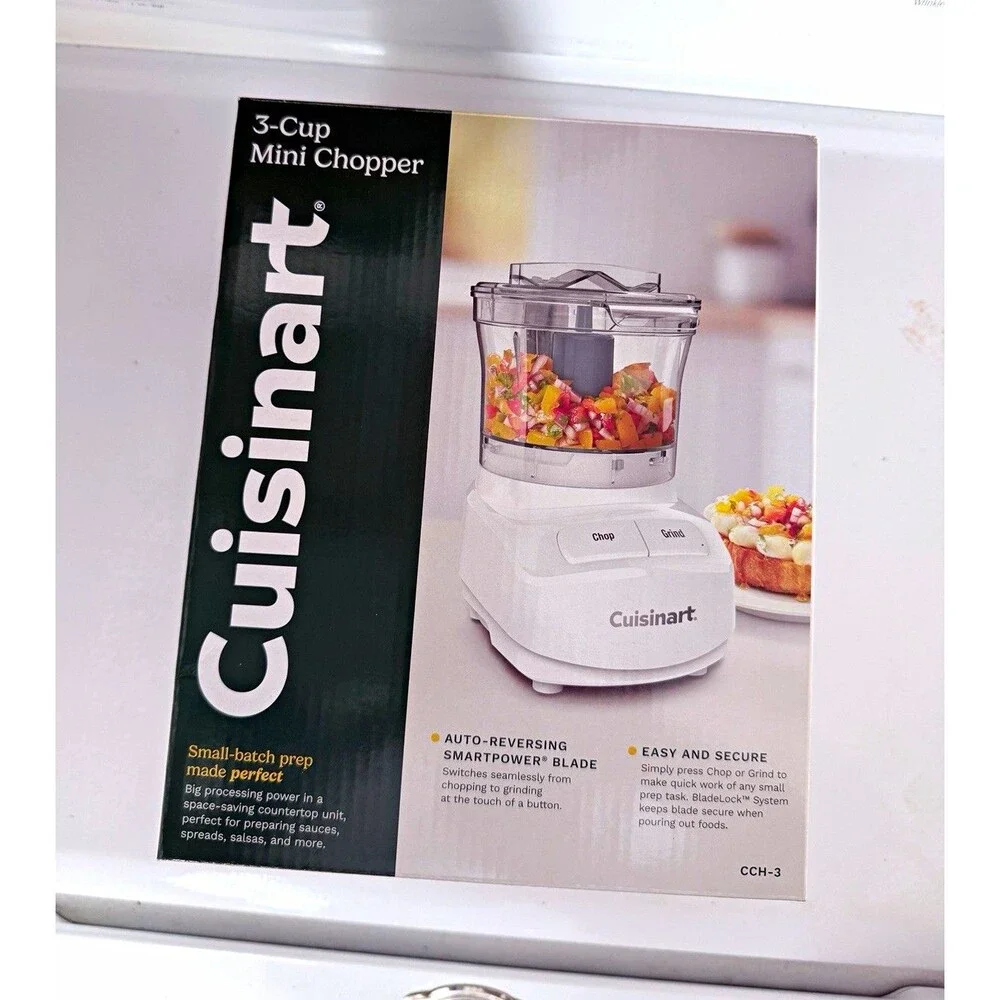 Cuisinart CCH-3 3-Cup Electric Mini Chopper White/Clear w/ Bowl & Lid